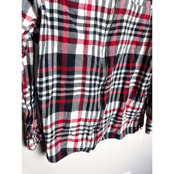 Vintage Plaid Velvet Collar Shacket Womens Full Zip Large Lightweight Jacket - Picture 3 of 5